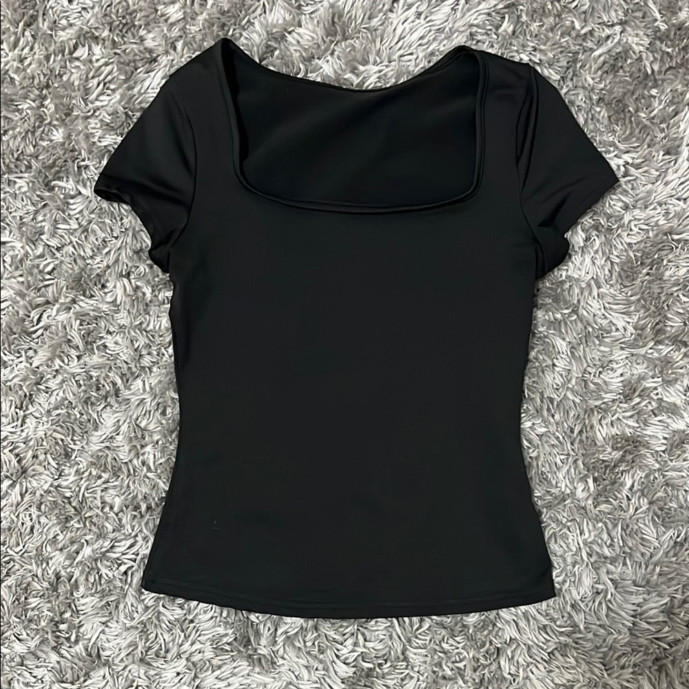 Shein Solid Square Neck Tee